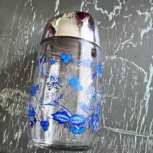 Blue floral vintage, glass, sugar decanter - libbey​